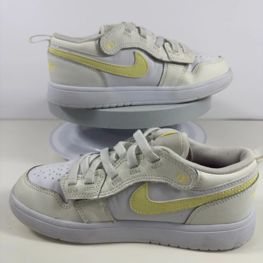 Jordan 1 Low Alt Kids Sneaker Size 3Y White Yellow Elastic Laces Straps